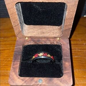 Elegant Black, Red and Gold Men's Ring